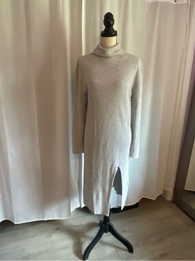 Abound Light Gray Ribbed Knit Top with Metallic Thread